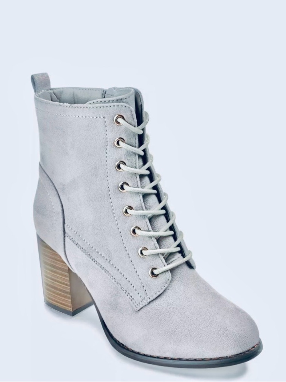 Journee Collection Baylor Gray Faux-Suede Ankle Booties (7)
